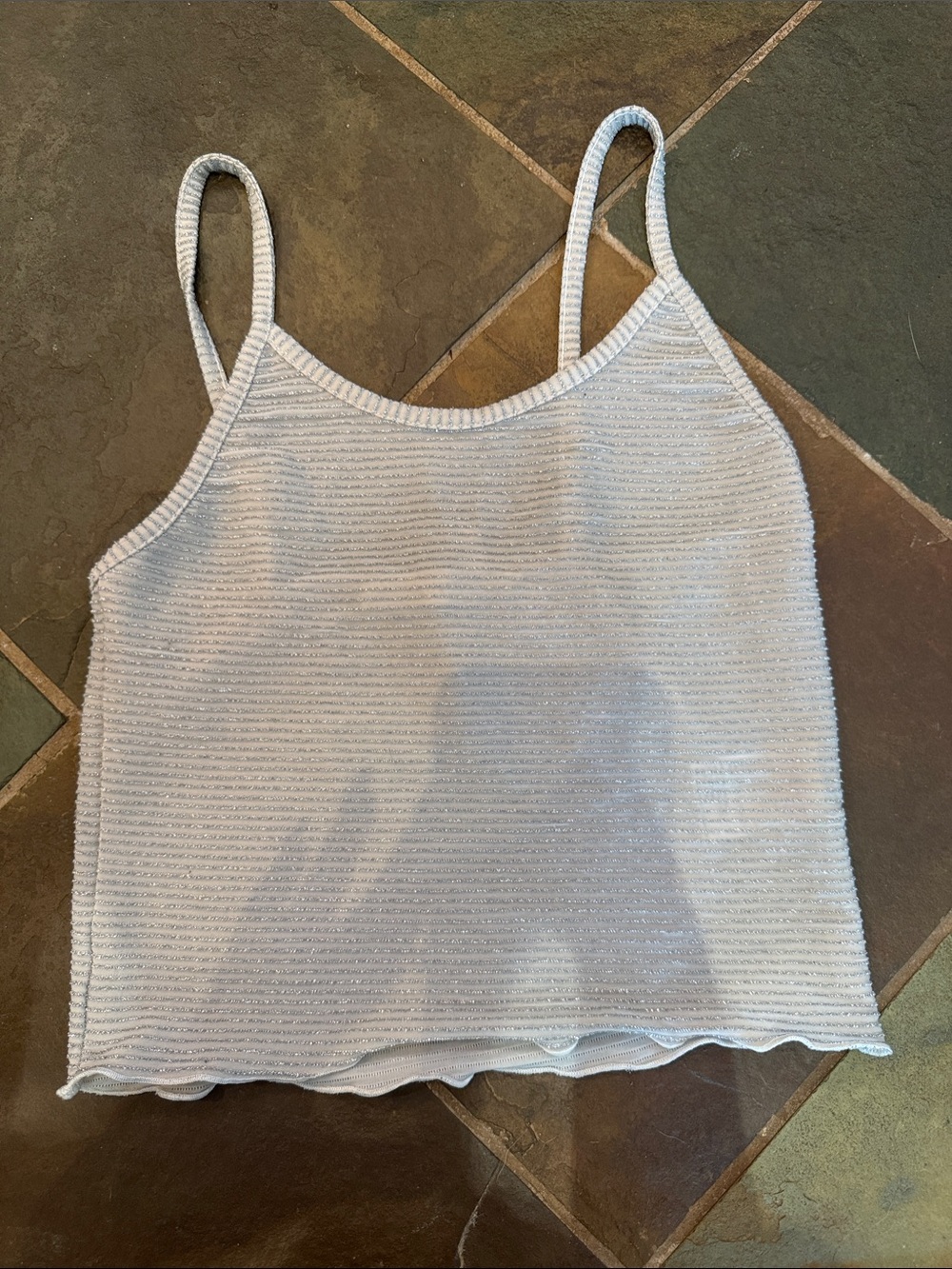 Urban Outfitters White Ribbed Knit Cami Tank - Sparkle Detail